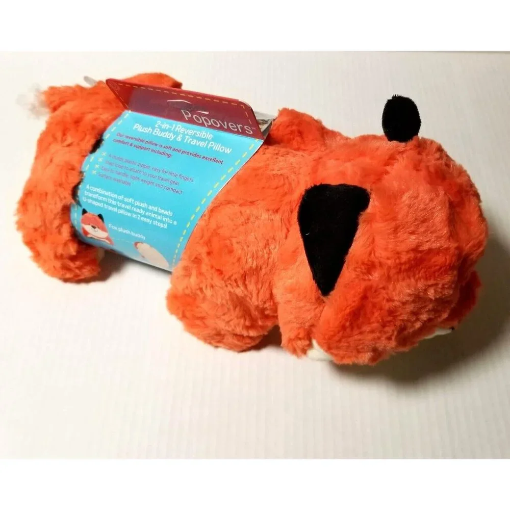 Animal Adventure Popovers 2in1 Reversible Travel Pillow & Plush Buddy Orange Fox